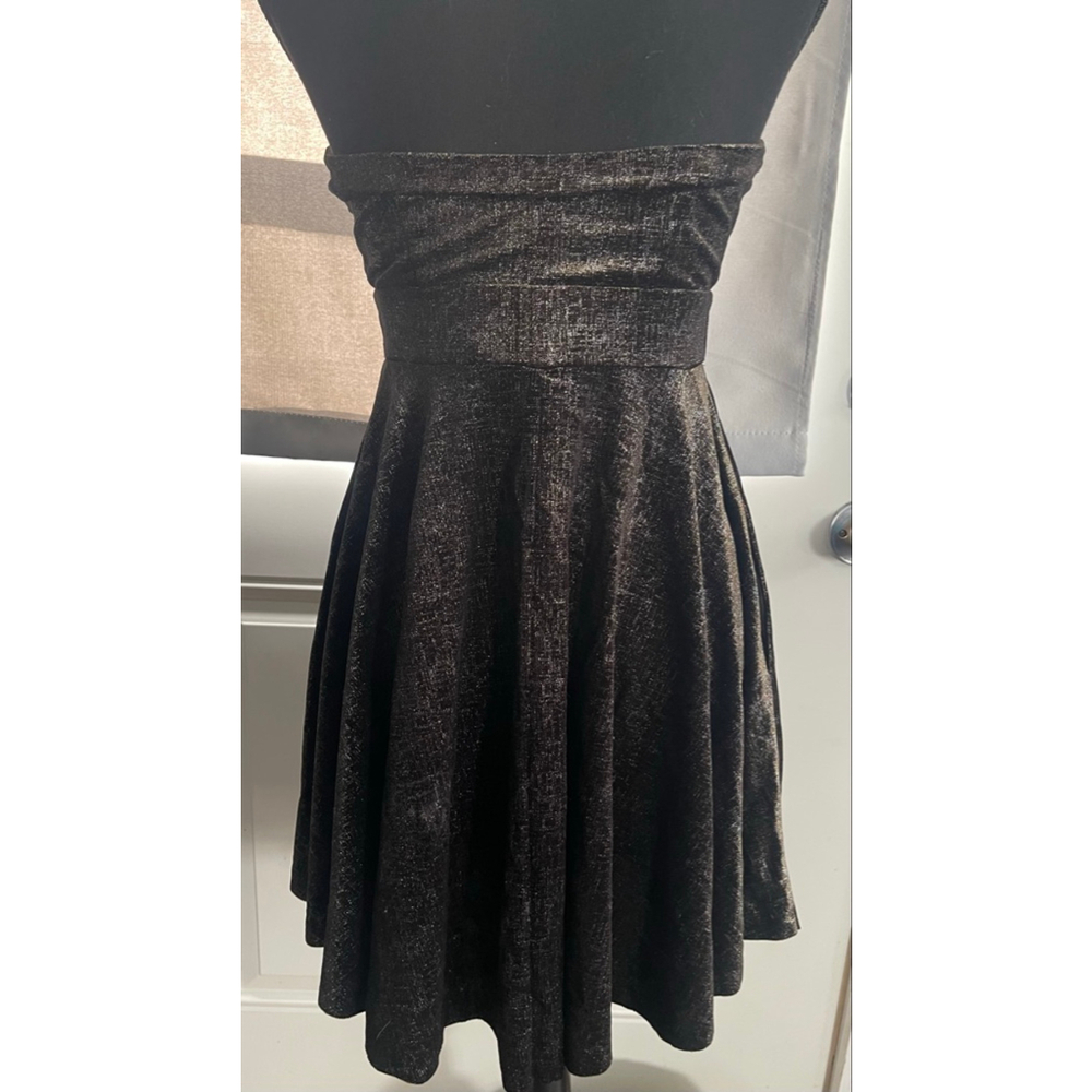 Free People Black Velvet Metallic Gold Silver Shimmer Dress Small NWT - Picture 4 of 12
